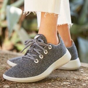 Allbirds Wool Runner Lace Up Natural Dark Grey Sneakers Size Women's 9